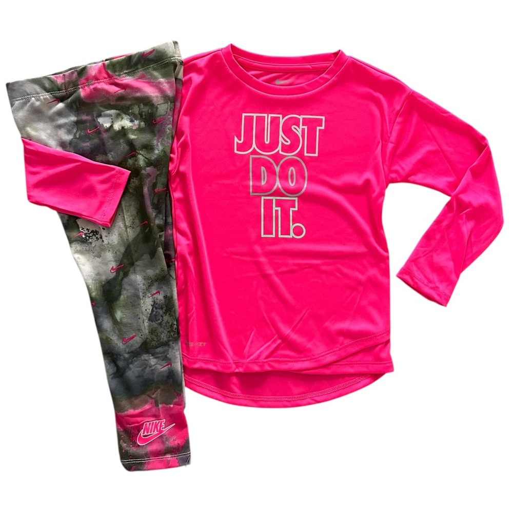 Nike Dri-Fit Pink Long Sleeve Top & Leggings Set Girls Size 4T